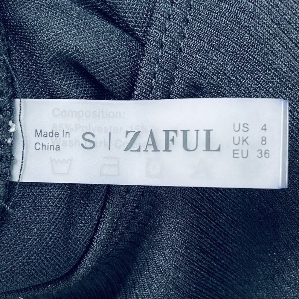 Zaful Bikini Size S Women’s Ruffle Swinsuit High Waist Side Tie Two Pieces Black - Picture 7 of 13